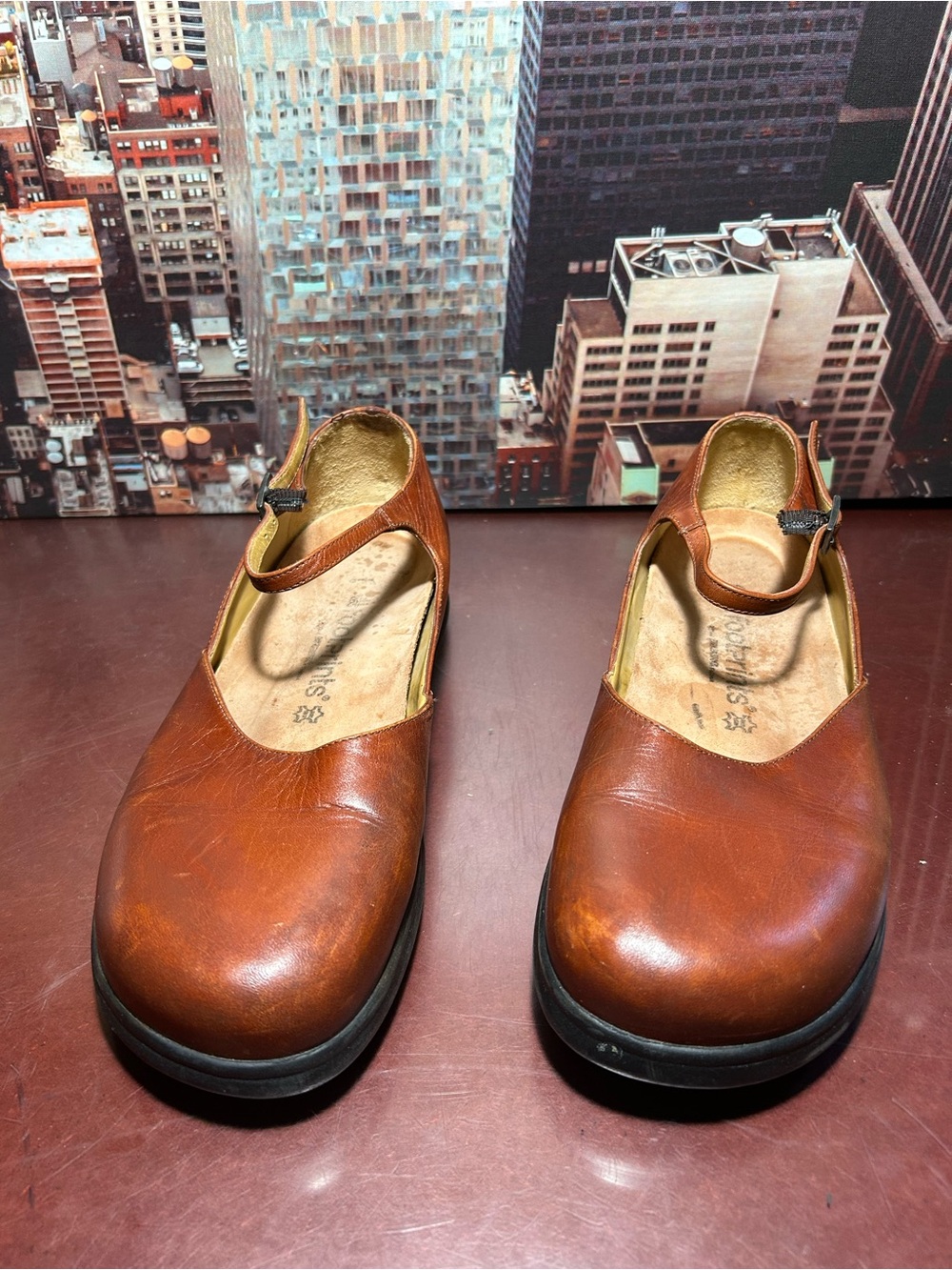 Footprint Women’s Brown Leather Mary Jane Clogs - Comfort sz 41